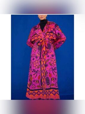 FARM Rio Pink & Orange Floral Wrap Dress